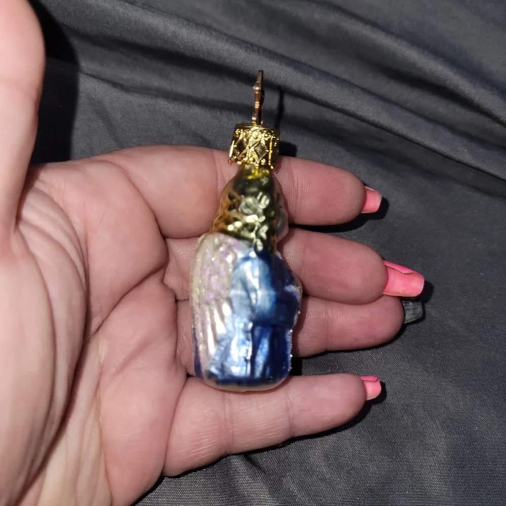 Inge Glas German Glass Christmas Ornament Blue Choir Angel Wings Hand Blown